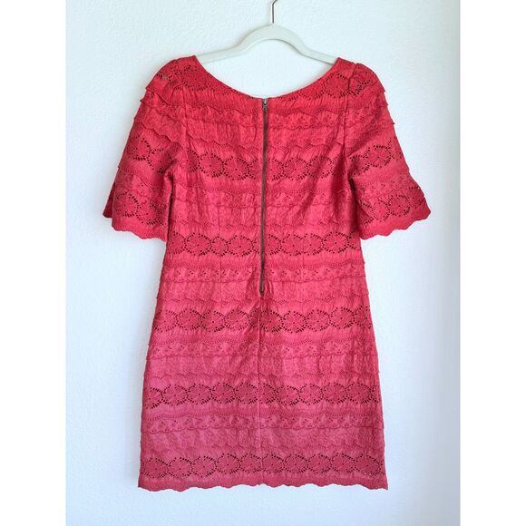 Anthropologie Moulinette Soeurs Dazzling Lights Lace Eyelet Dress in Coral Red - Picture 5 of 13